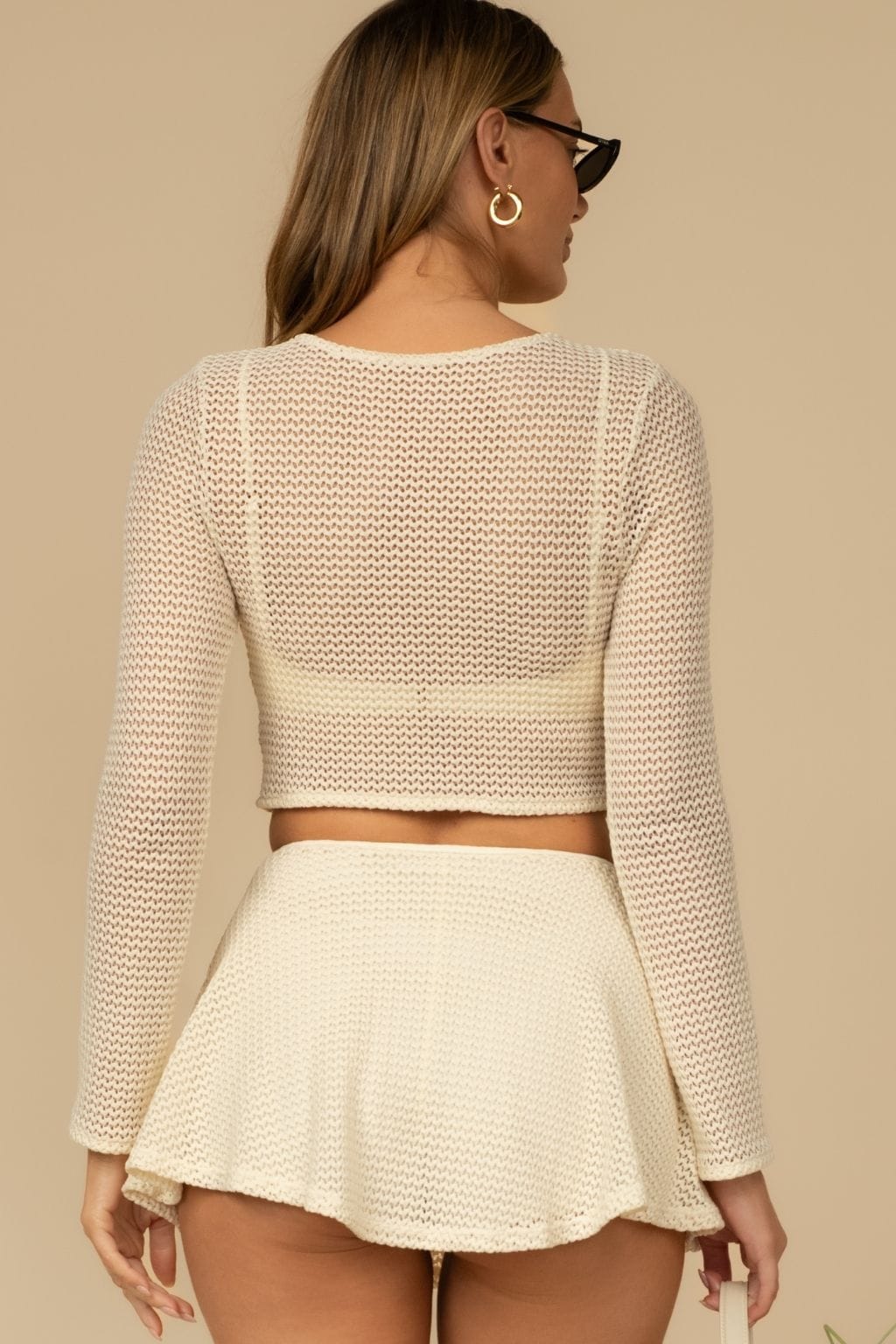 Bone Crochet Button-Down Cardi