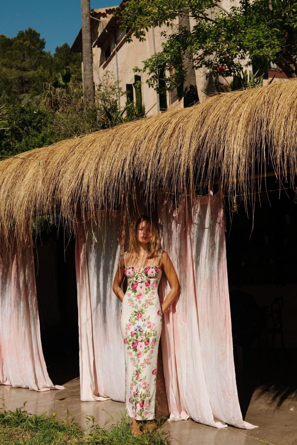 pink floral slip dress Bright Pink Floral Slip Maxi Dress