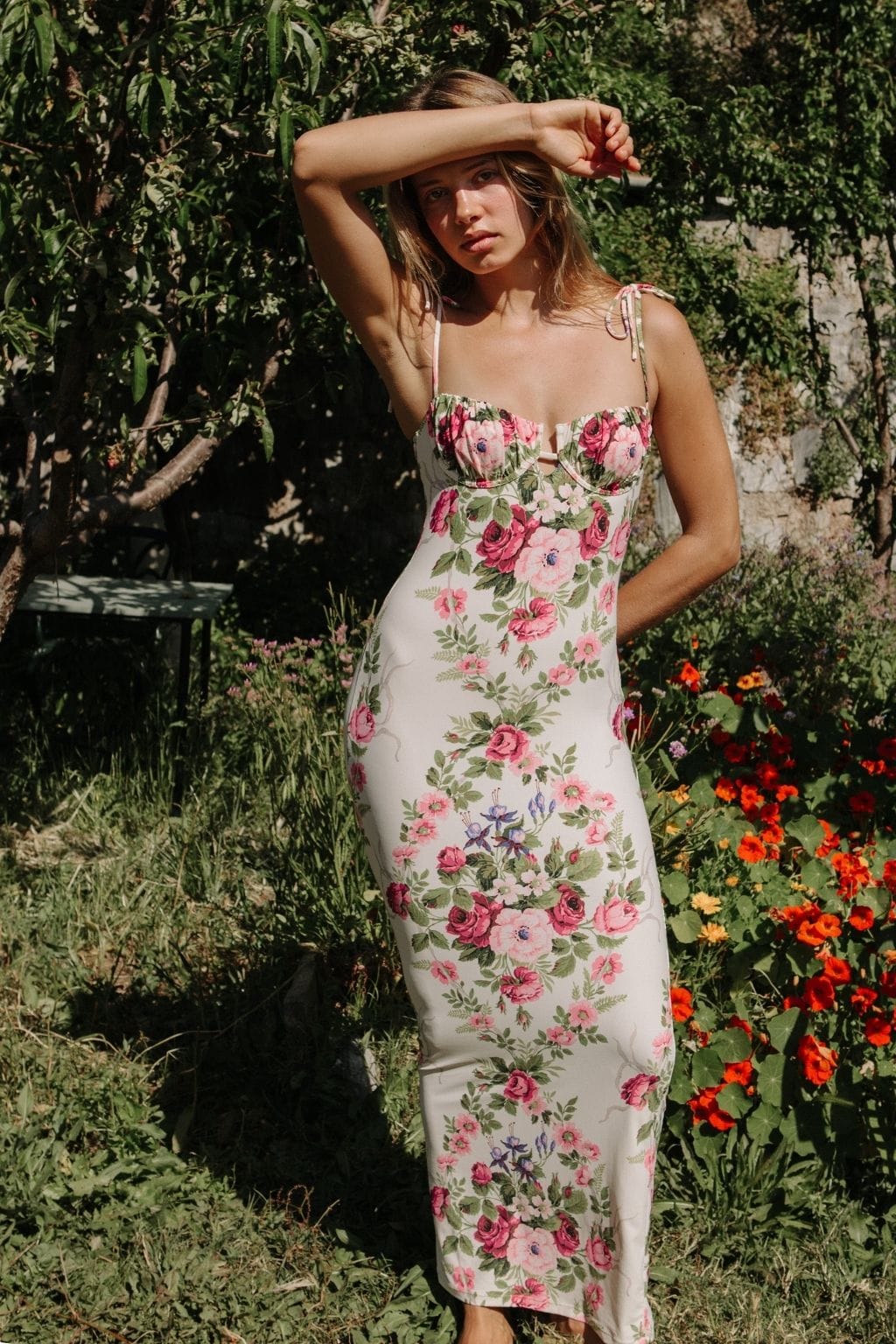 Bouquet Petal Long Slip Dress
