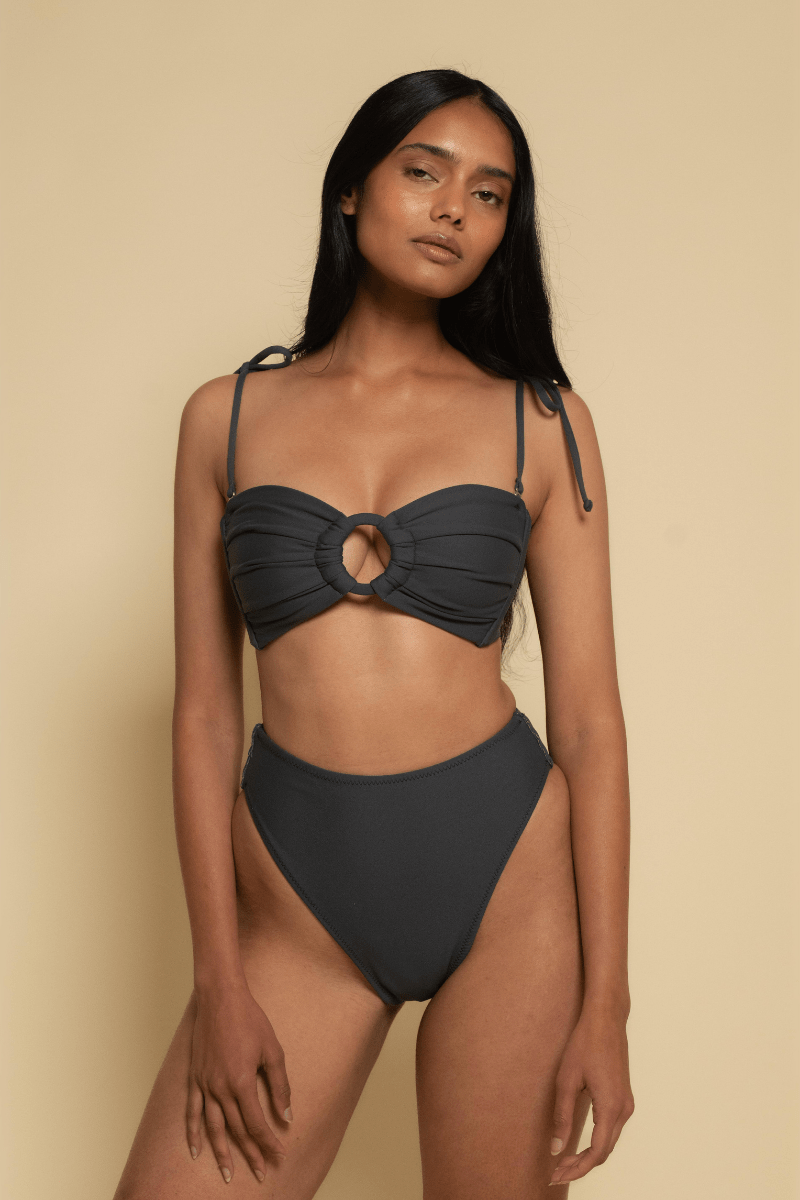 Montce Charcoal Tori Ties Bandeau Bikini Top