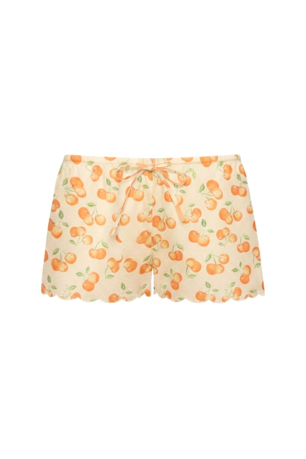 Cherry Sherbet Scalloped Low-Rise Drawstring Short