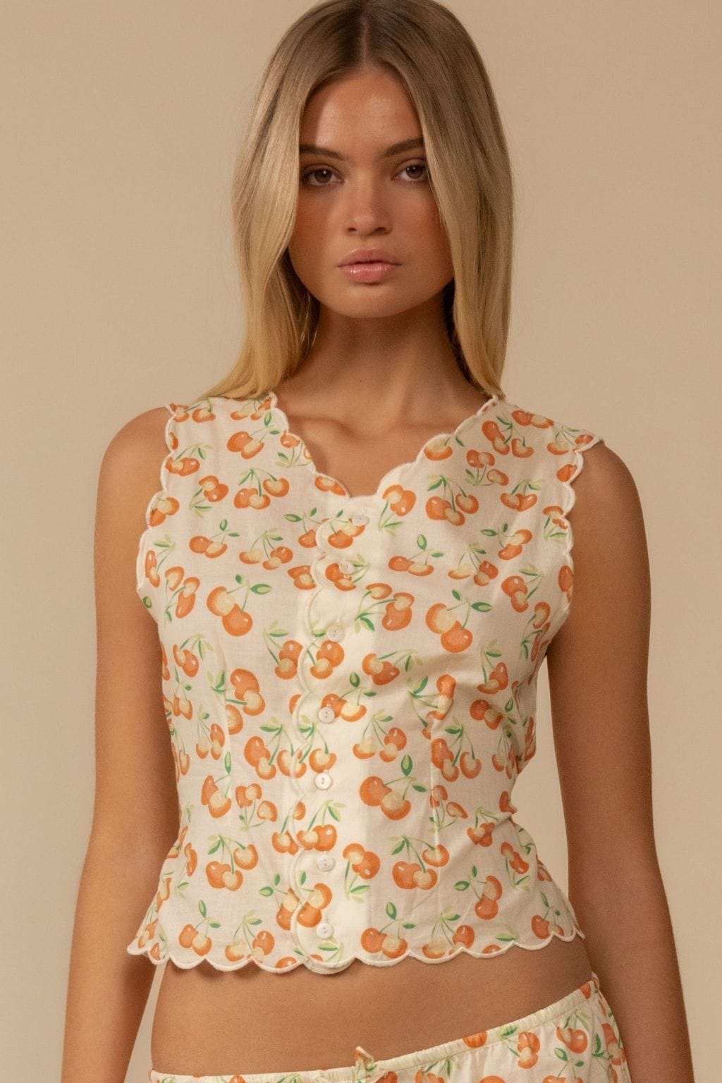 Cherry Sherbet Scalloped Vest