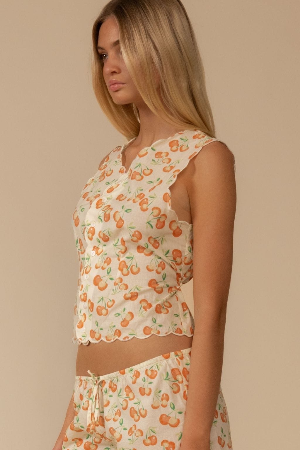 Cherry Sherbet Scalloped Vest