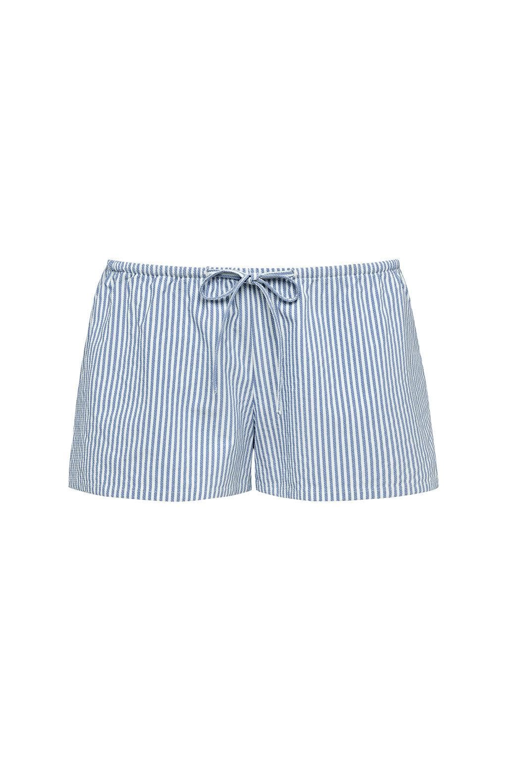 Classic Blue Stripe Low-Rise Drawstring Short