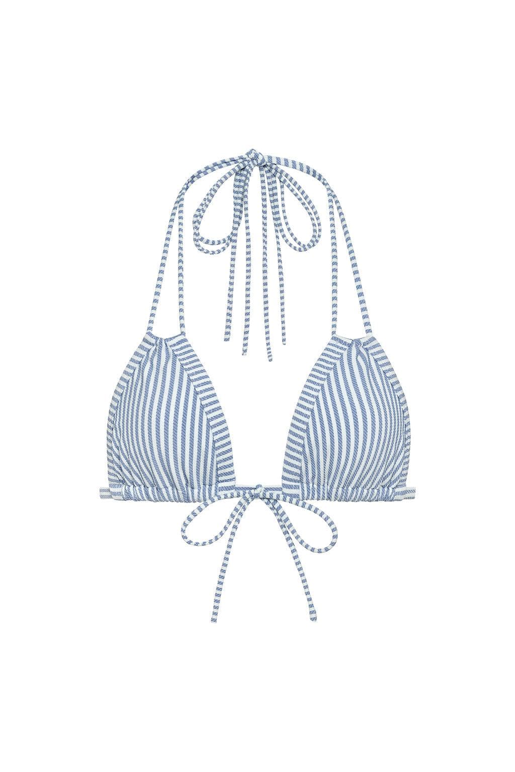 Classic Blue Stripe Euro Bow Bikini Top