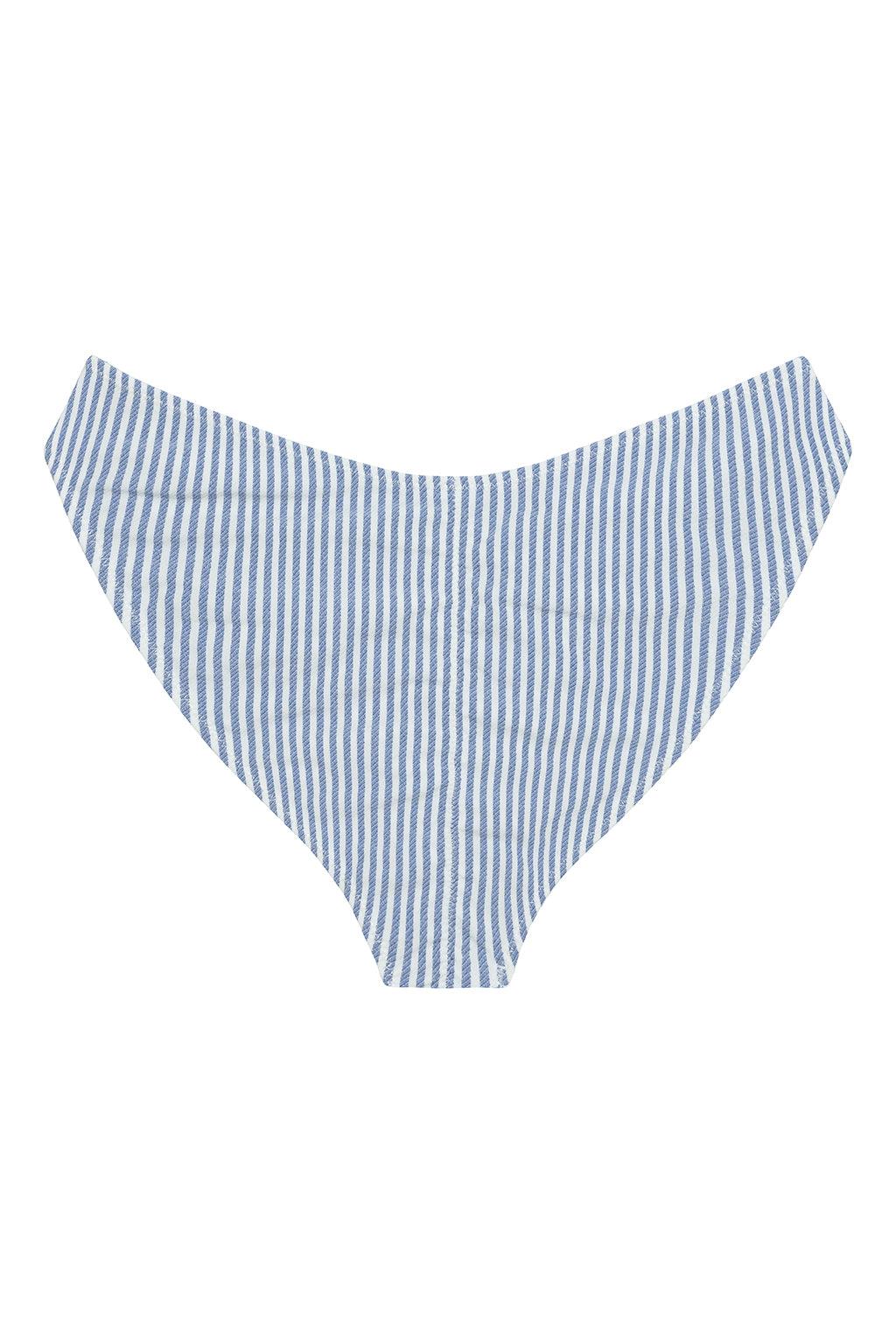 Classic Blue Stripe Added Coverage Lulu (Zig-Zag Stitch) Bikini Bottom