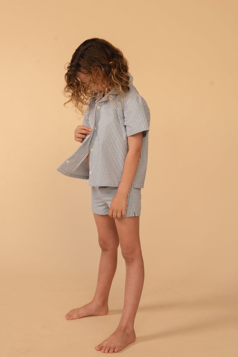 Classic Blue Stripe Mini Button-Down Shirt