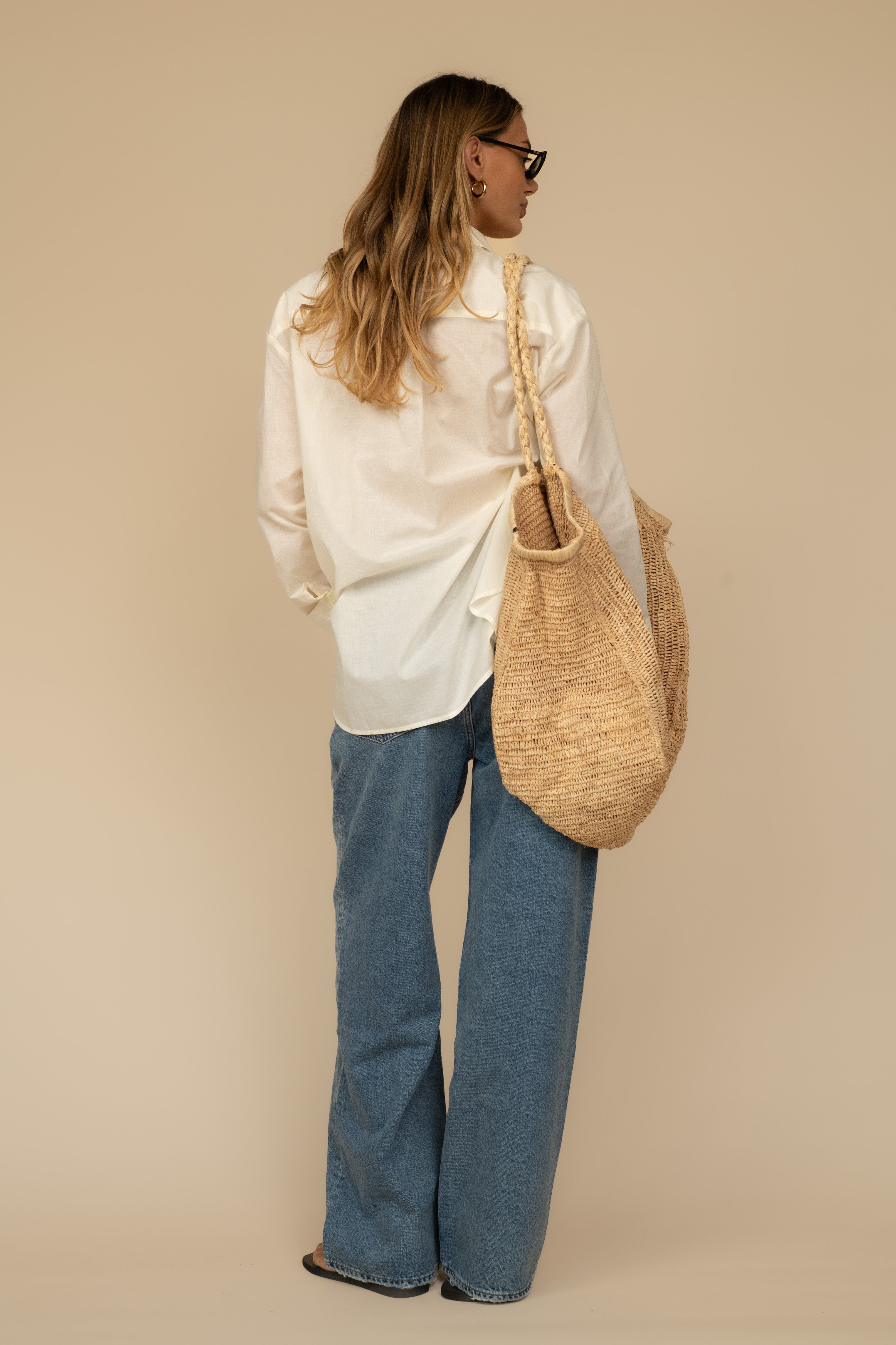 Cream Boyfriend Button-Down Shirt