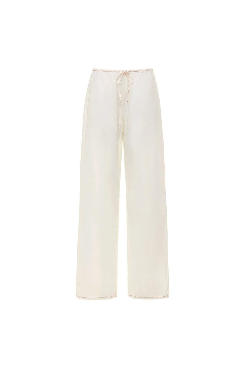 Drawstring Color Cream Cream (Raspberry Stitch) Drawstring Pant