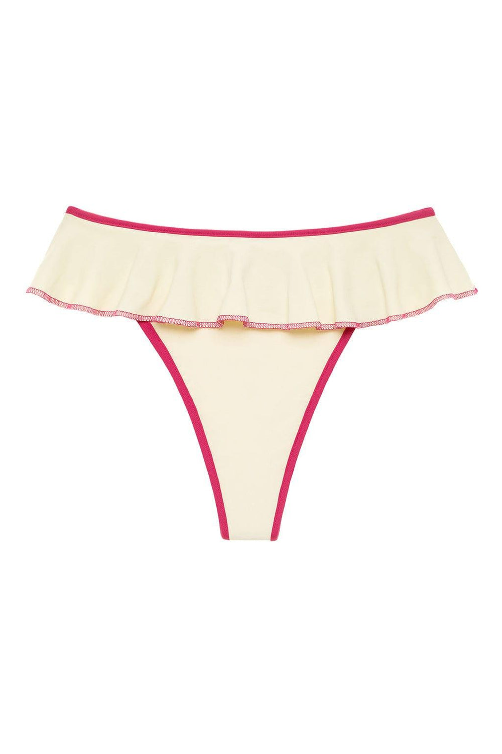 Cream Raspberry Binded Tamarindo Ruffle Bikini Bottom