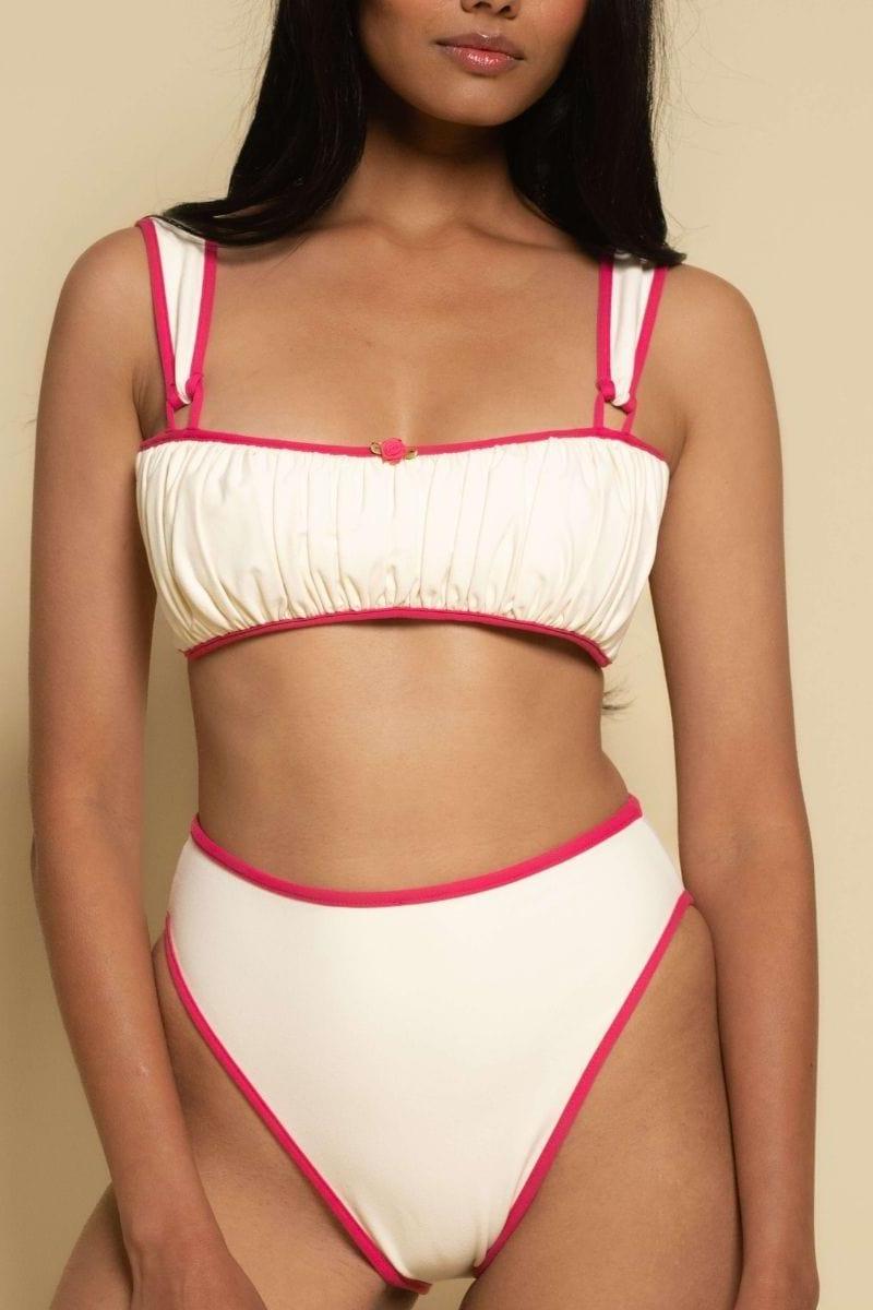 Cream Raspberry Binded Paula Bikini Bottom