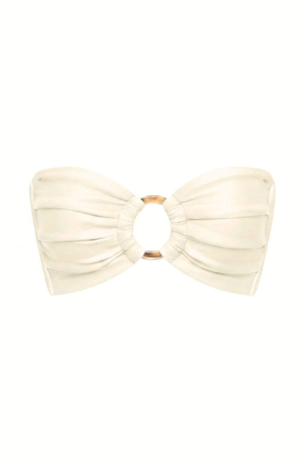 Cream Silkie Tori Ties Bandeau Bikini Top