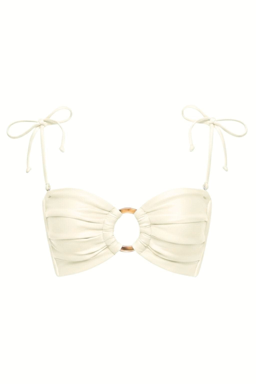 Cream Silkie Tori Ties Bandeau Bikini Top