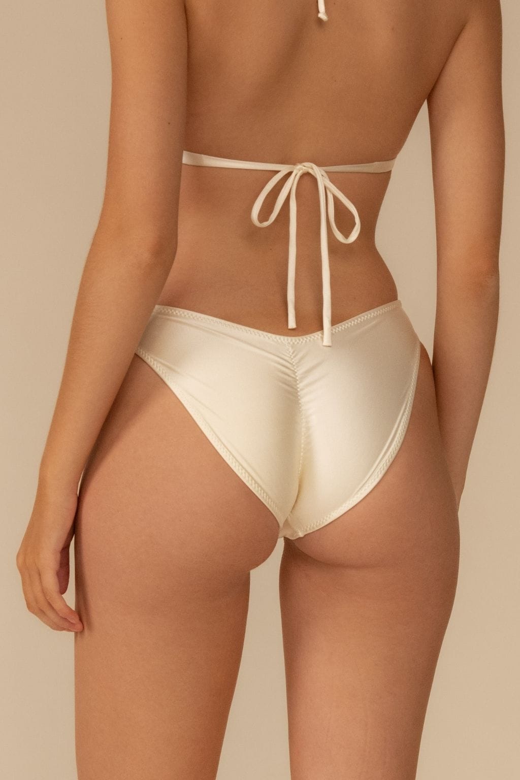 Cream Silkie Added Coverage Lulu (Zig-Zag Stitch) Bikini Bottom