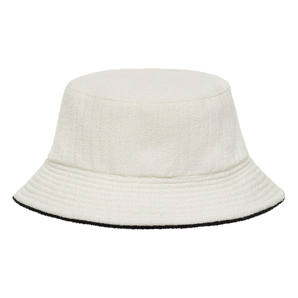 Cream (Black Binded) Terry Rib Bucket Hat