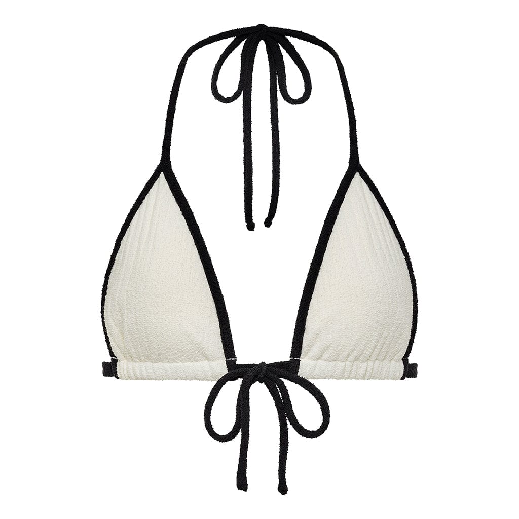 Cream (Black Binded) Terry Rib Emma Bikini Top