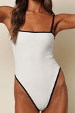 Cream (Black Binded) Terry Rib Jacelyn One-Piece