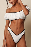 Cream (Black Binded) Terry Rib Lulu Bikini Bottom