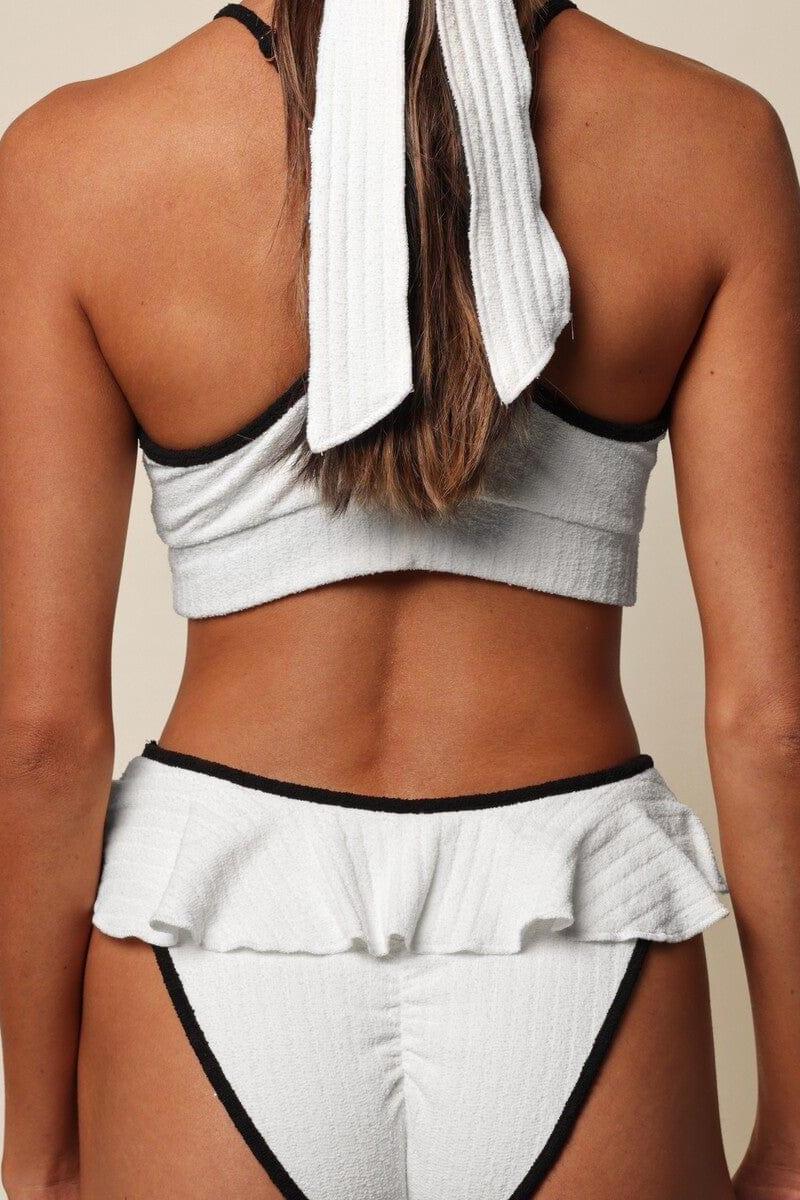 Cream (Black Binded) Terry Rib Simple Sport Top