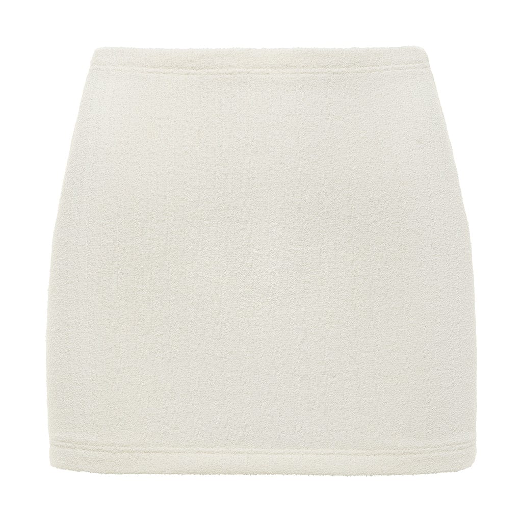 Cream Terry Rib Micro Skirt