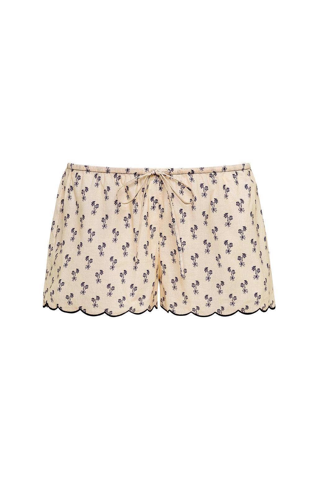 Cynthia Floral Scalloped Low-Rise Drawstring Short