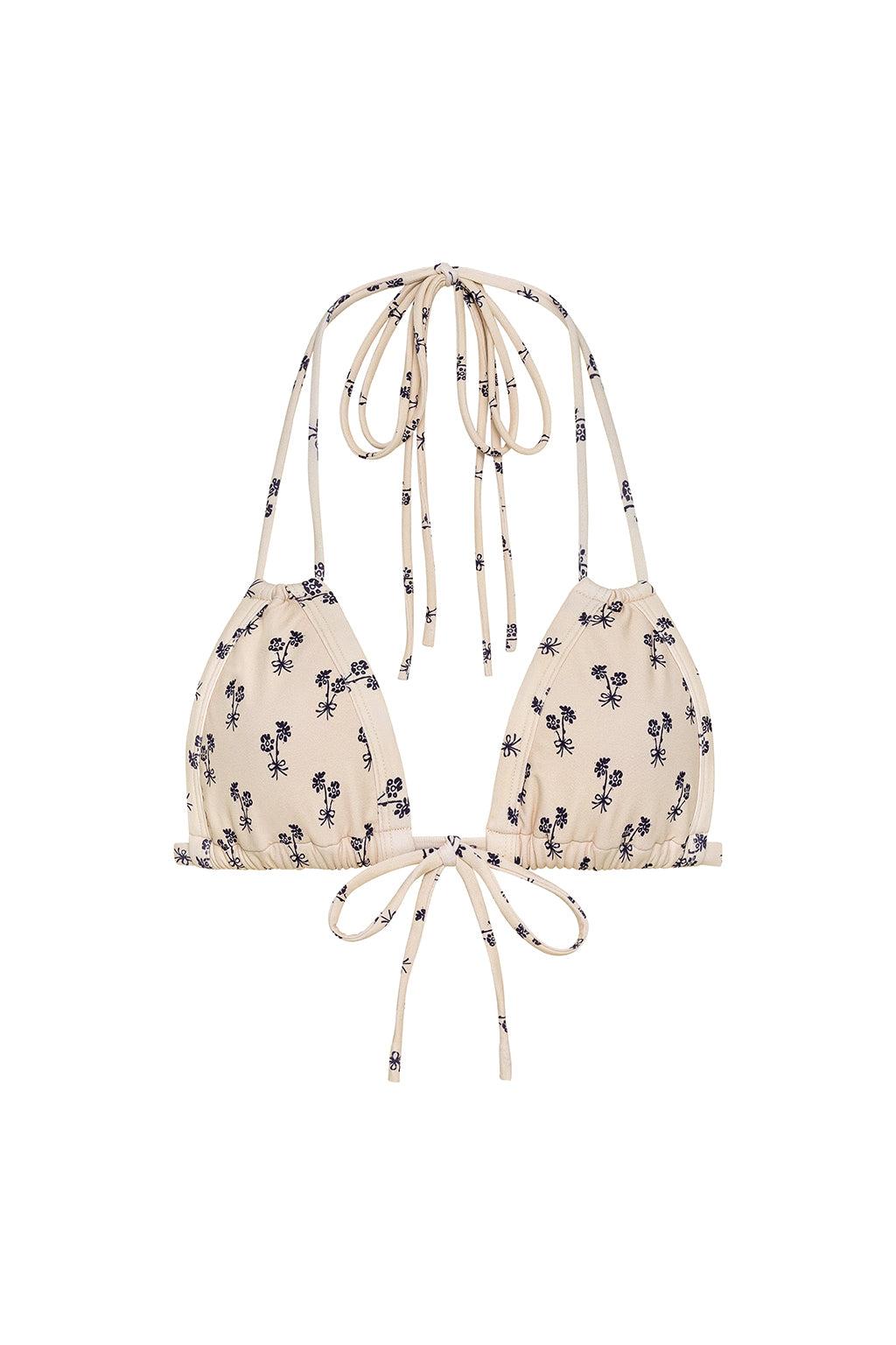Cynthia Floral Euro Bow Bikini Top