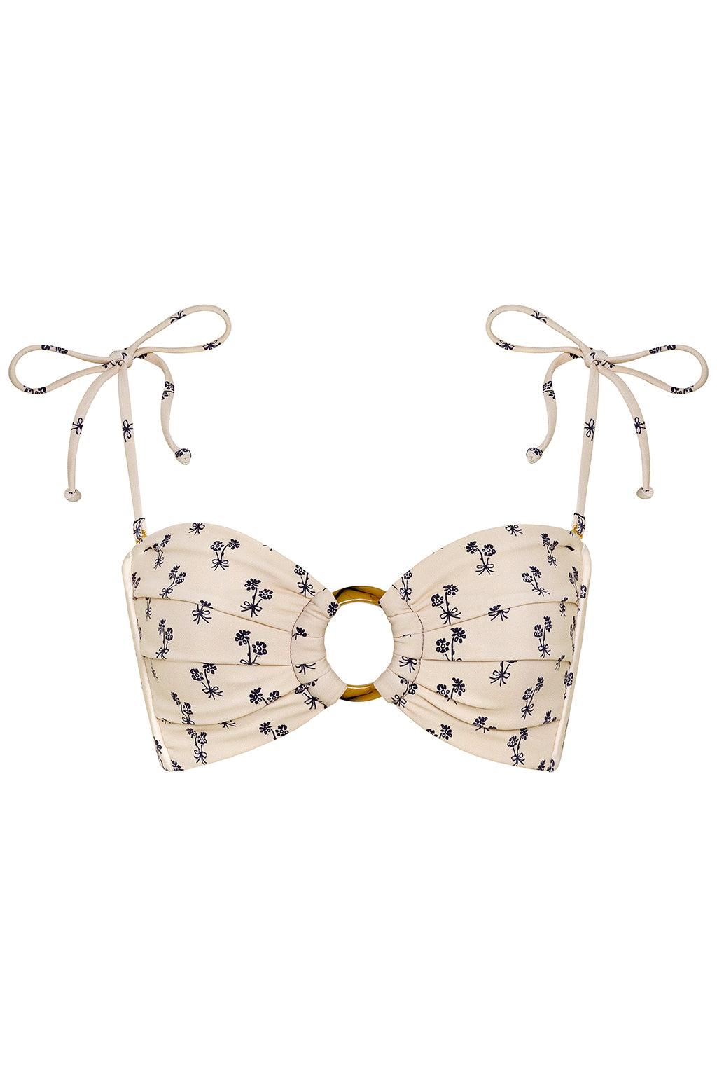 Cynthia Floral Tori Ties Bandeau Bikini Top