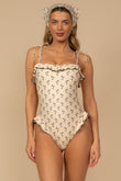 Cynthia Floral Jacelyn Ruffle One-Piece