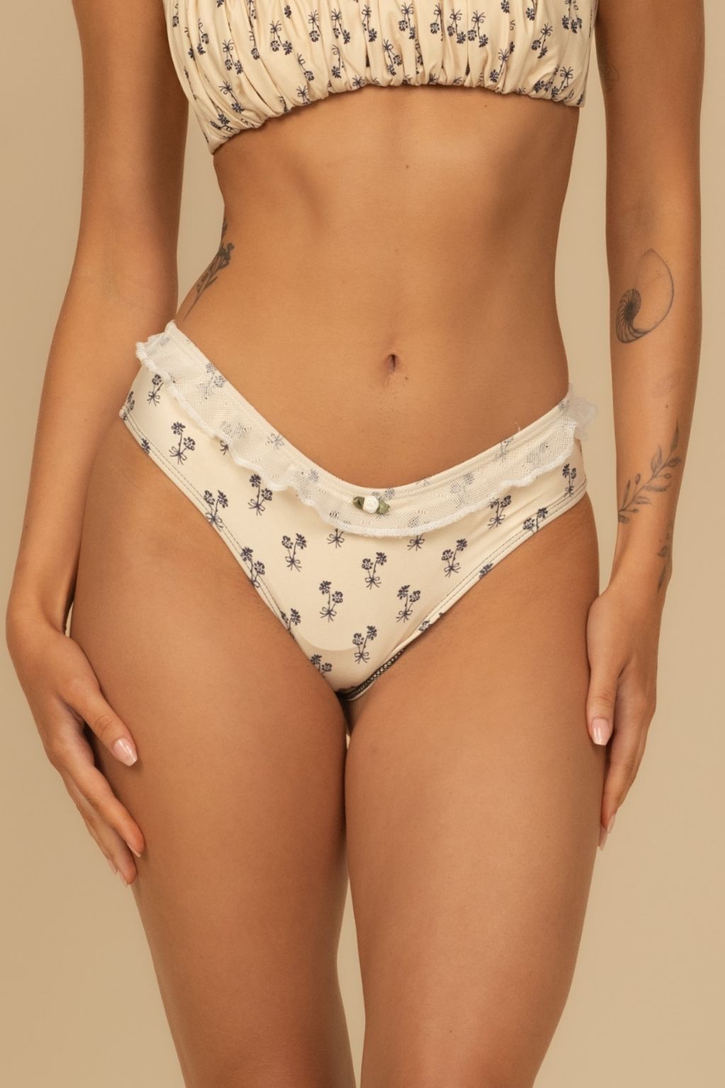 Cynthia Floral Nu-Micro Ruffle Bikini Bottom