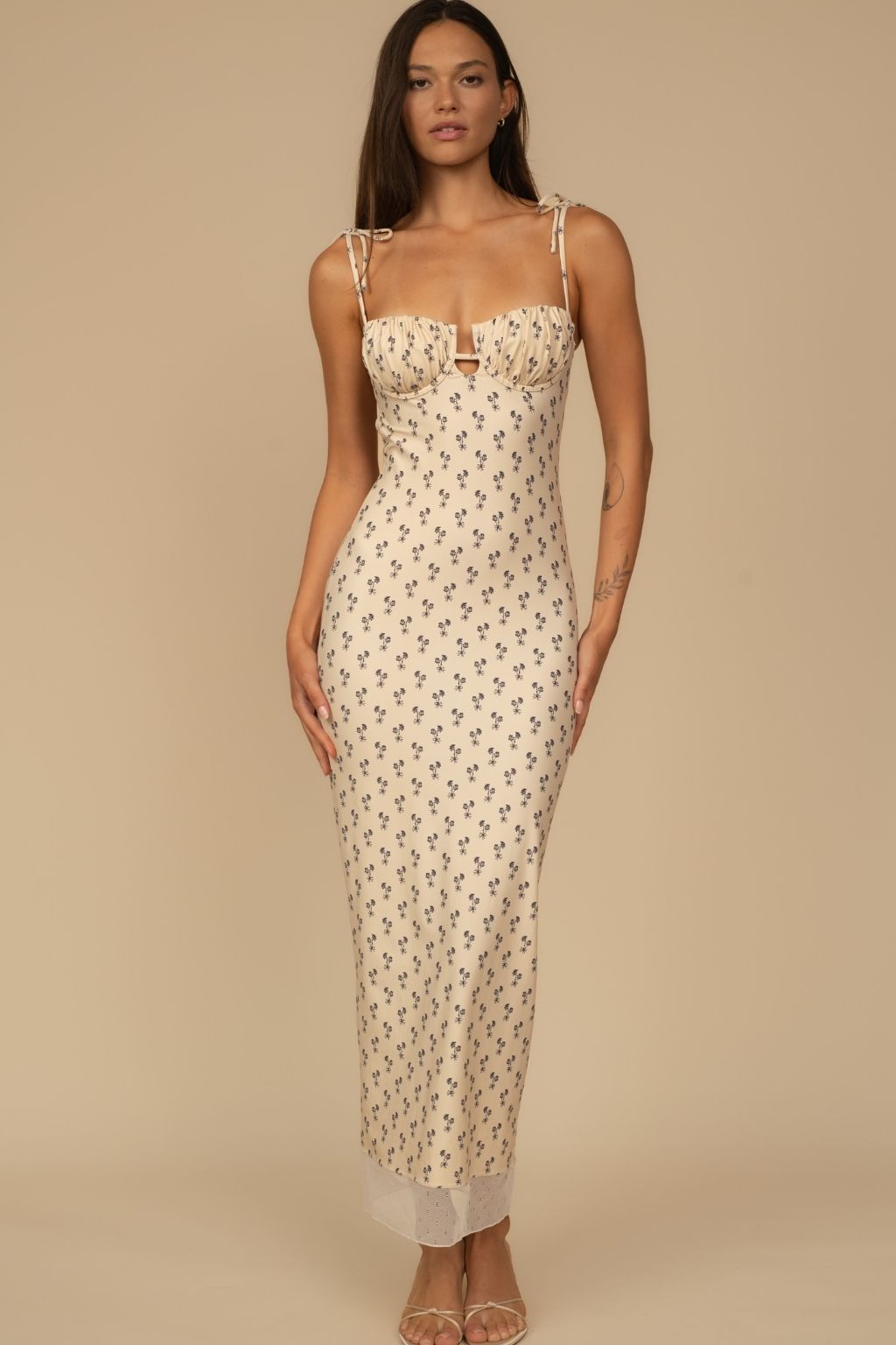 Cynthia Floral Petal Long Slip Dress