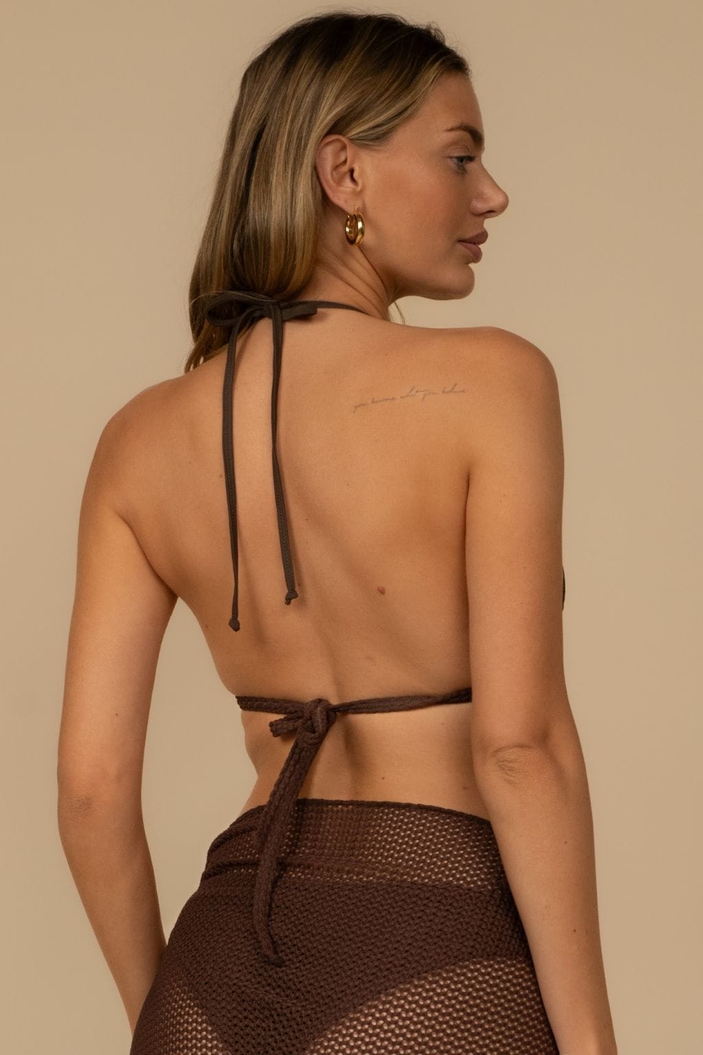 Espresso Crochet Binded Emma (Zig-Zag Stitch) Bikini Top