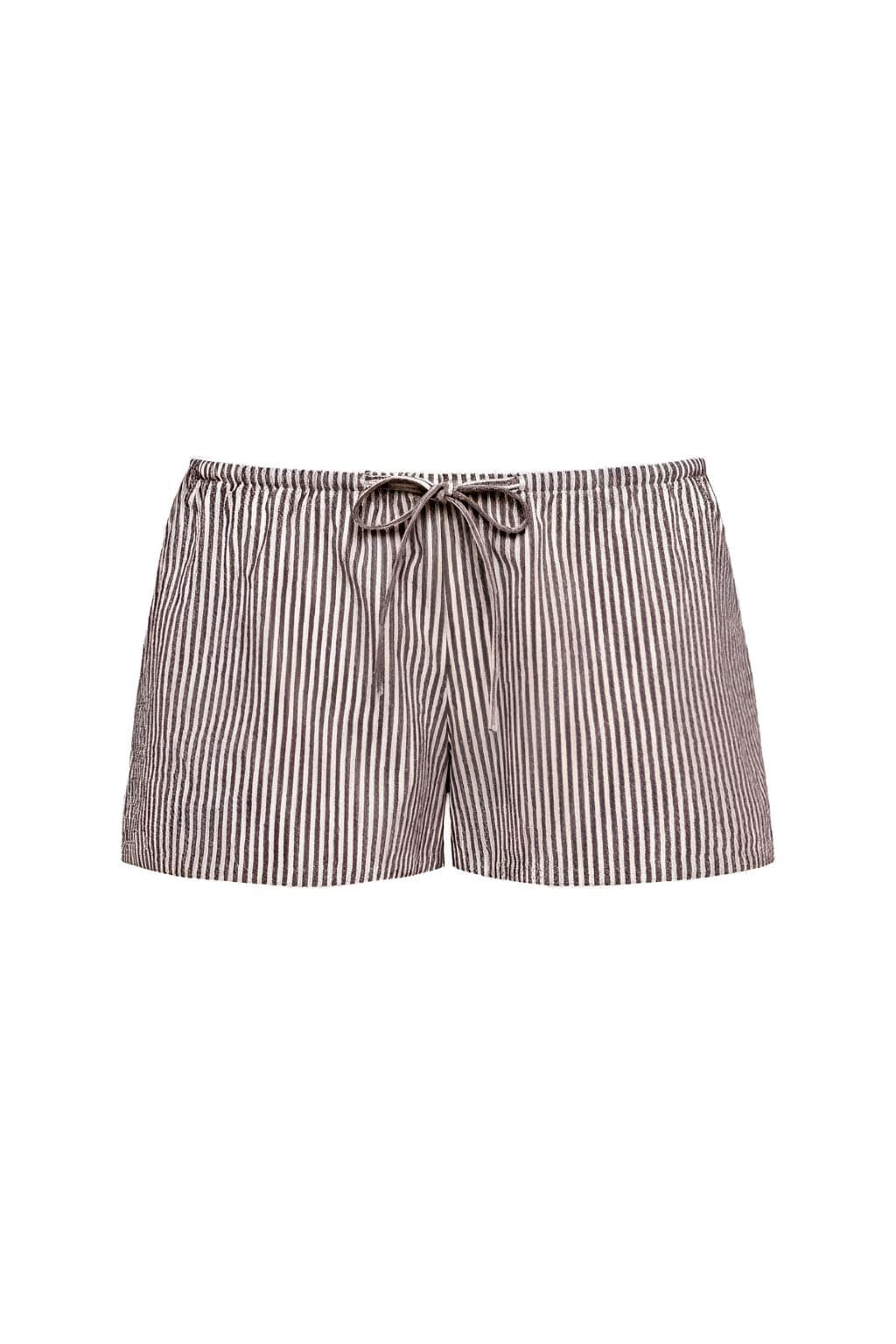 Espresso Pin Stripe Low-Rise Drawstring Short