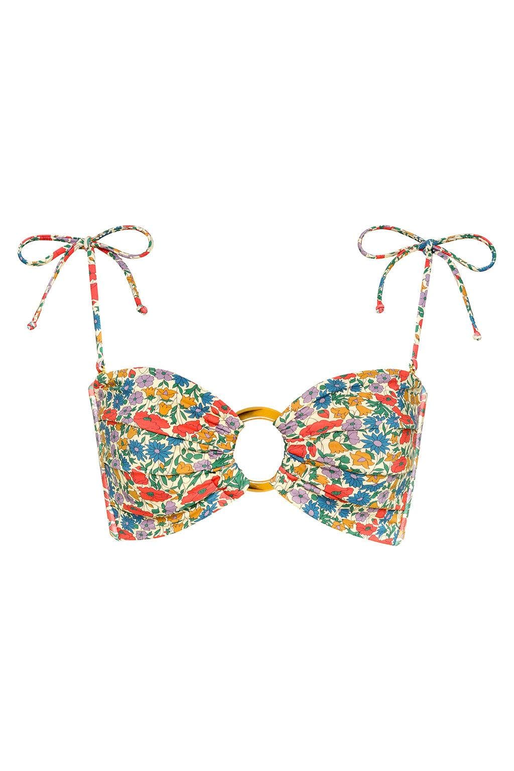 Florencia Floral Tori Ties Bandeau Bikini Top