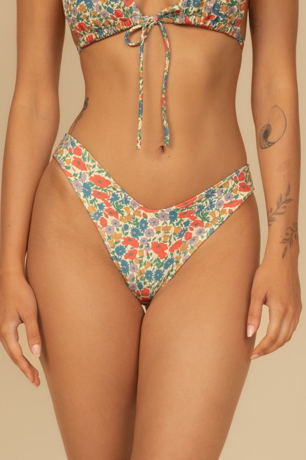 Florencia Floral Added Coverage Lulu (Zig-Zag Stitch) Bikini Bottom