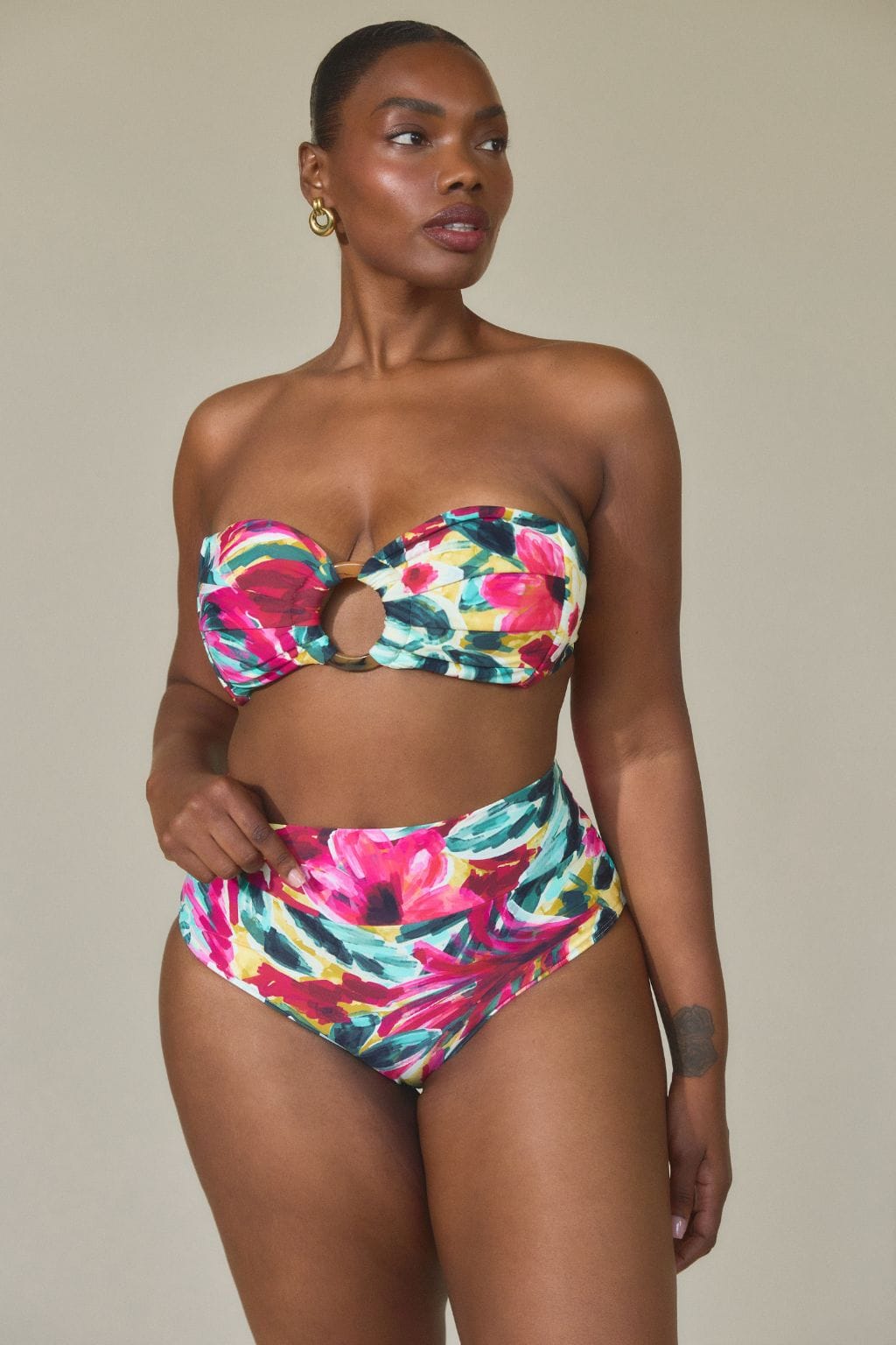 Isla Floral Tori Ties Bandeau Bikini Top