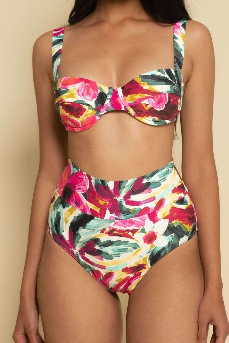 Isla Floral Added Coverage High Rise Bikini Bottom