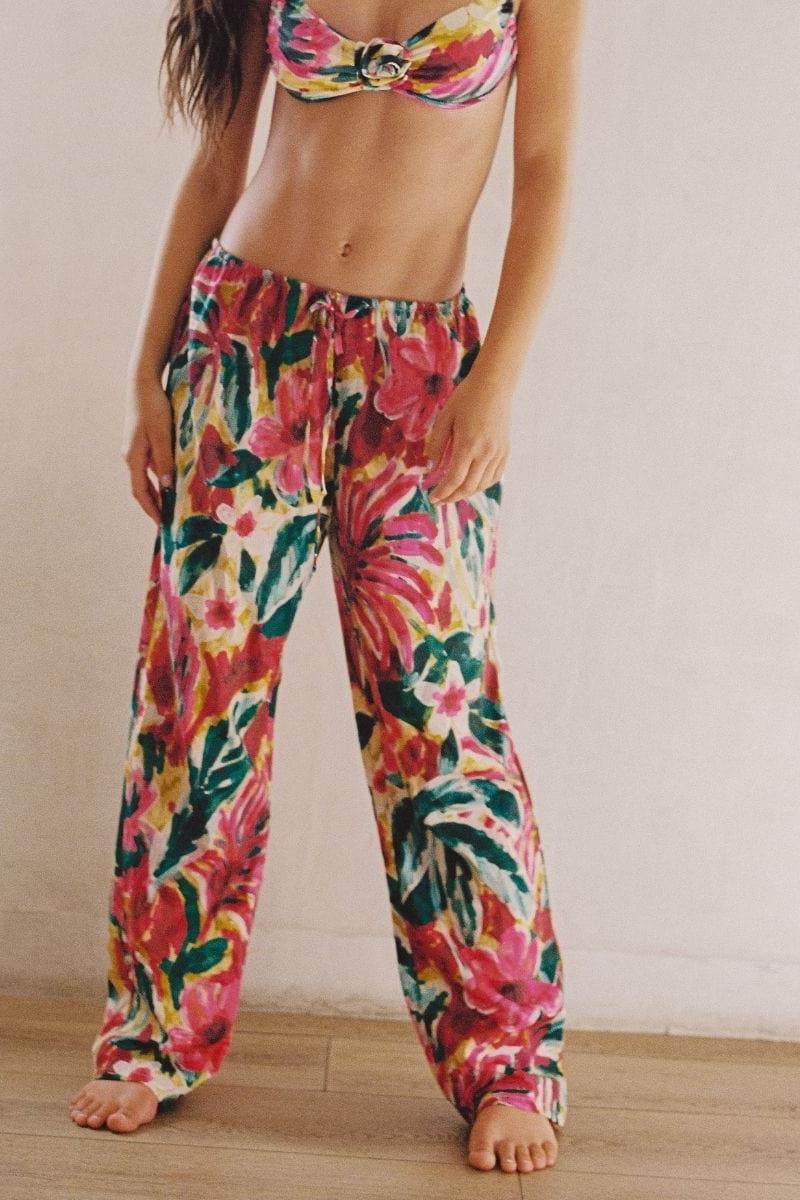 Isla Floral Wide-Leg Drawstring Pant