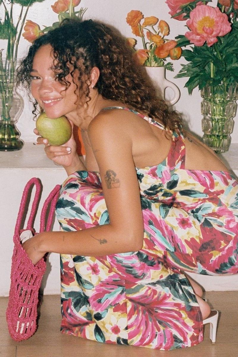 Isla Floral Petal Long Slip Dress