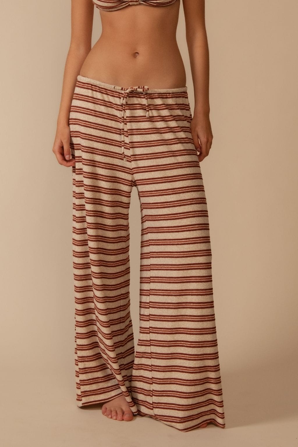 Joan Stripe Drawstring Wide-Leg Pant