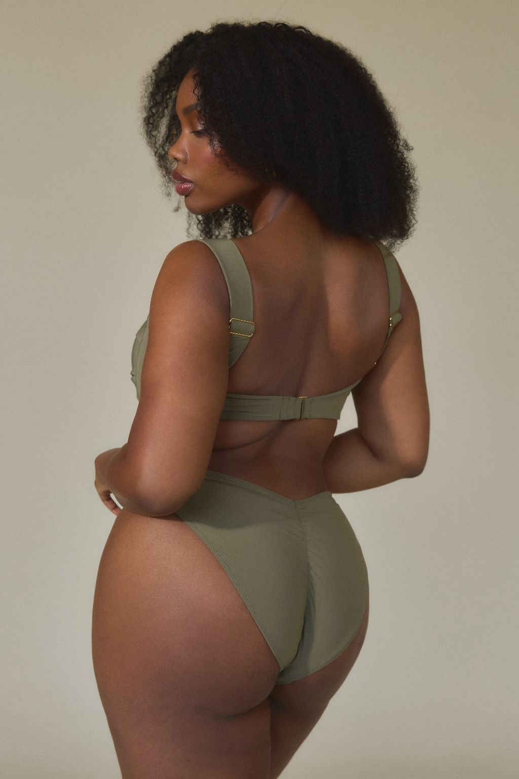 Khaki Lulu (Zig-Zag Stitch) Bikini Bottom