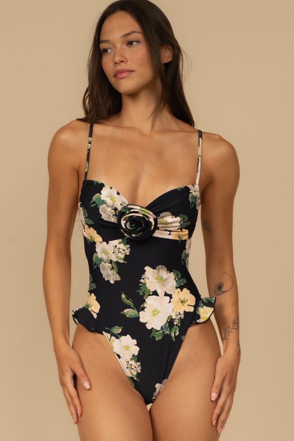 Liz Floral Devin Rosa Ruffle One-Piece