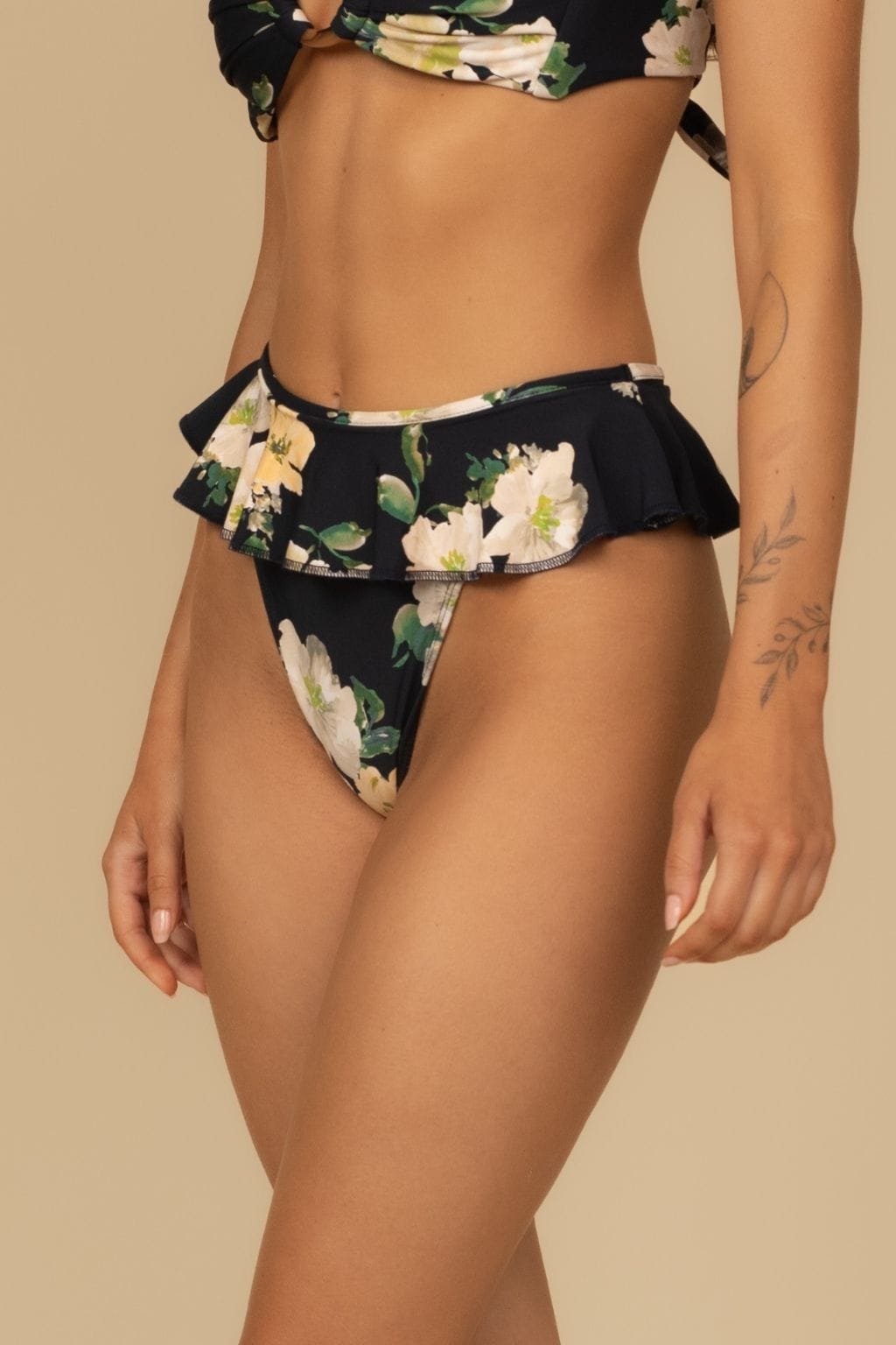 Liz Floral Tamarindo Ruffle Bikini Bottom