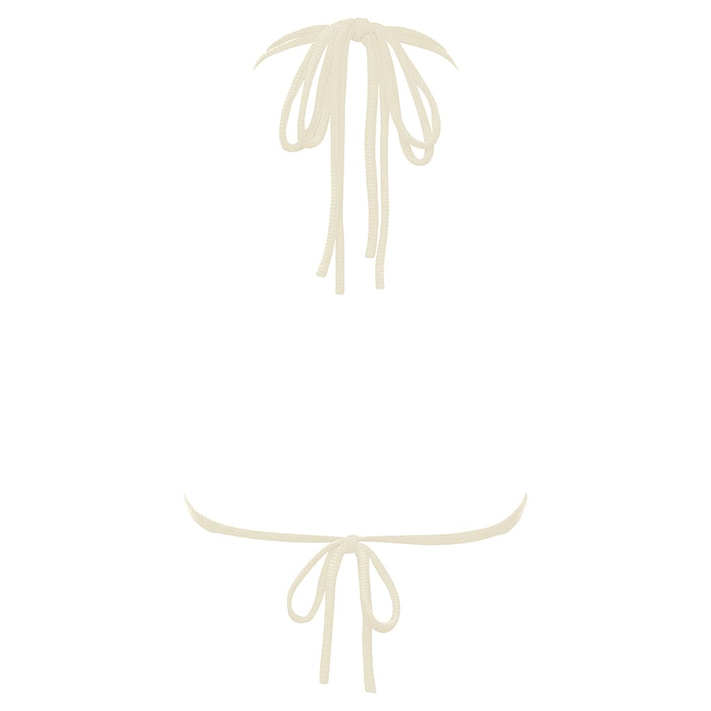 Cream Rib Euro Bow Bikini Top