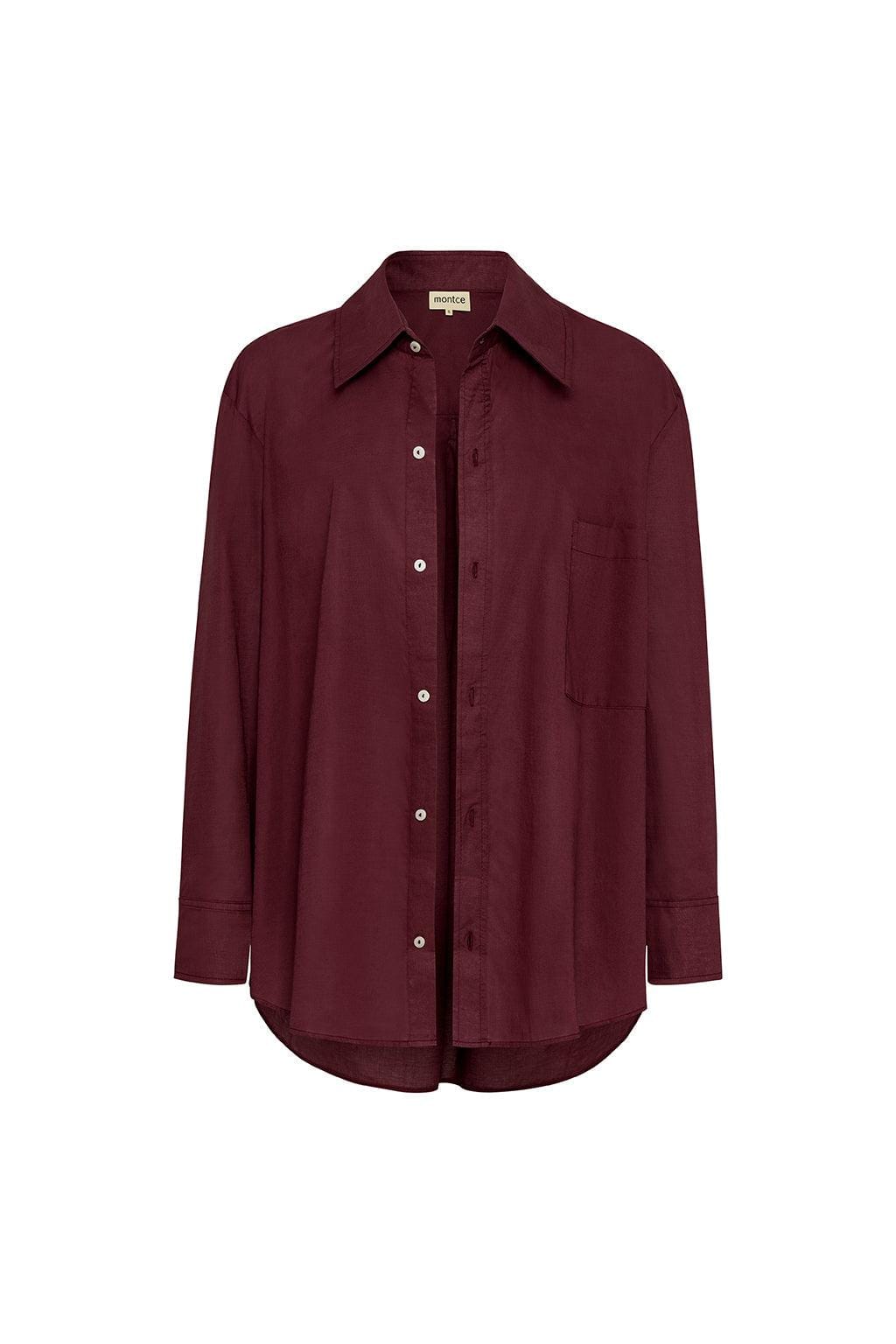 Maroon Boyfriend Button-Down Shirt