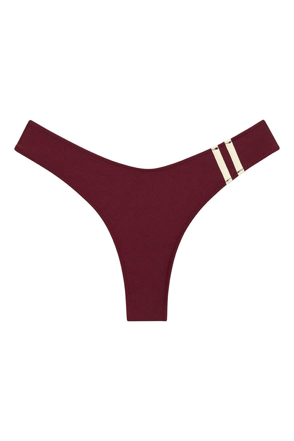 Maroon Added Coverage Sporty Lulu (Zig-Zag Stitch) Bikini Bottom