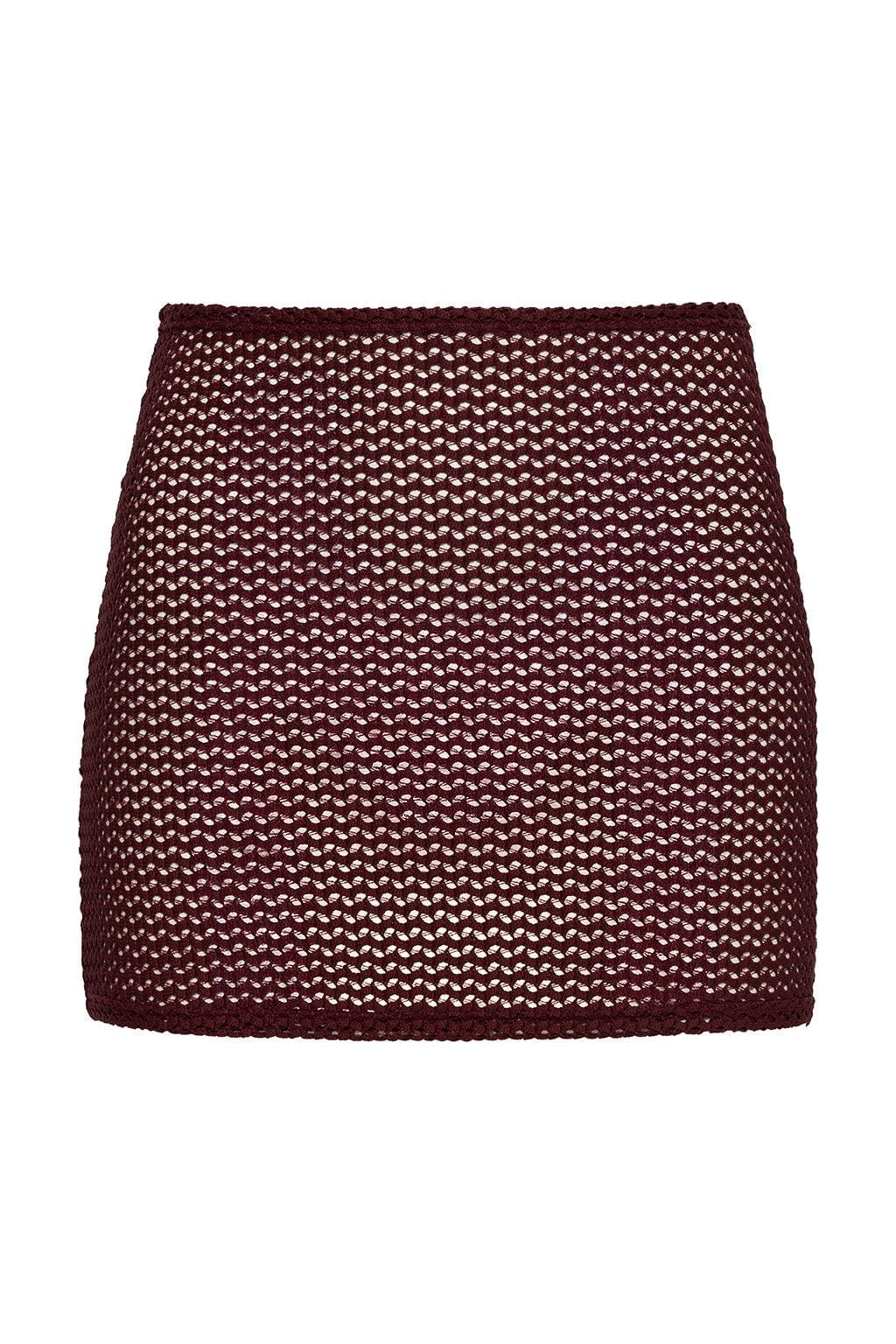 Maroon Crochet Micro Skirt