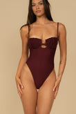 Maroon Crochet Petal One-Piece