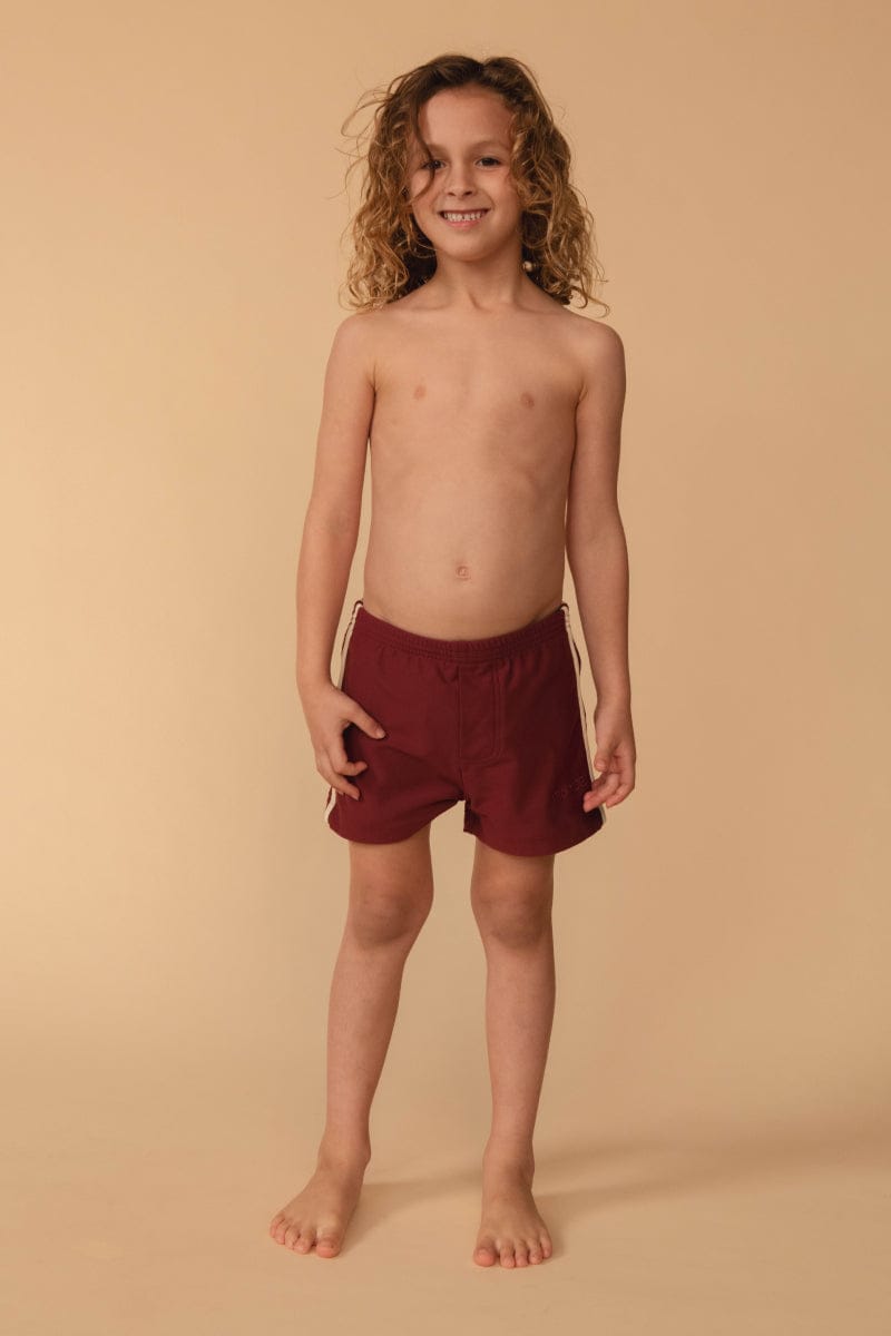 Maroon Mini Sporty Swim Trunk