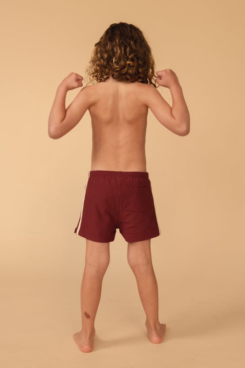 Maroon Mini Sporty Swim Trunk