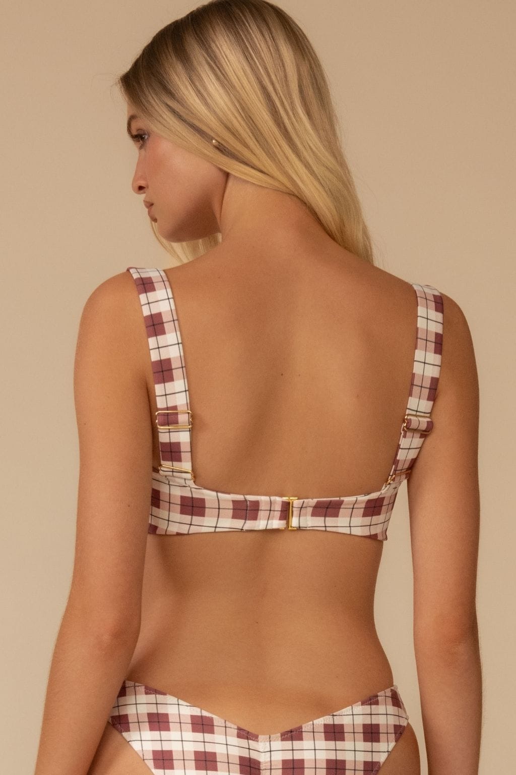 Maroon Plaid Hayden Bikini Top